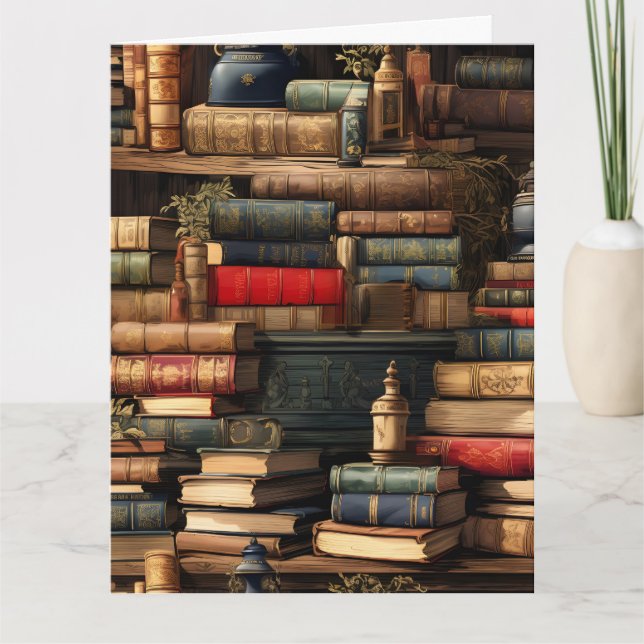 Tarjeta Libros en blanco en la biblioteca (Anverso)