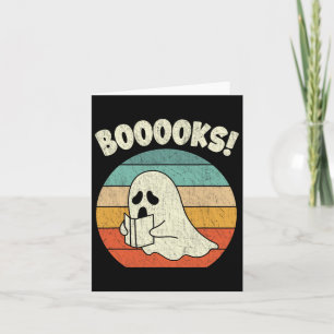 Tarjeta Libros Fantasma Halloween Vintage Teachbook Libra