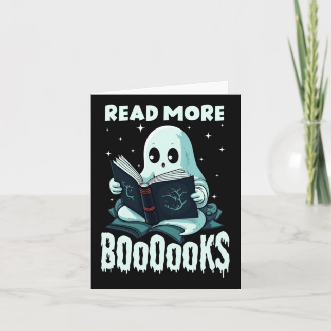 Tarjeta Libros fantasmales lindos Leer más libros Profesor (Anverso)