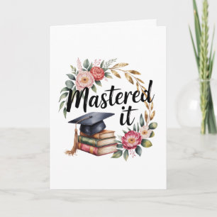 Tarjeta Libros Florales de Graduación de Cap Elegante Domi
