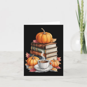 Tarjeta Libros Libros De Caída De Café Y Calabazas Vintage