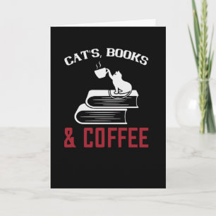 Tarjeta Libros y café para gatos