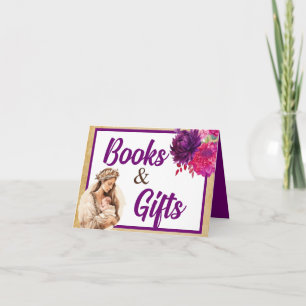 Tarjeta Libros y regalos de Baby Shower de Purple Boho