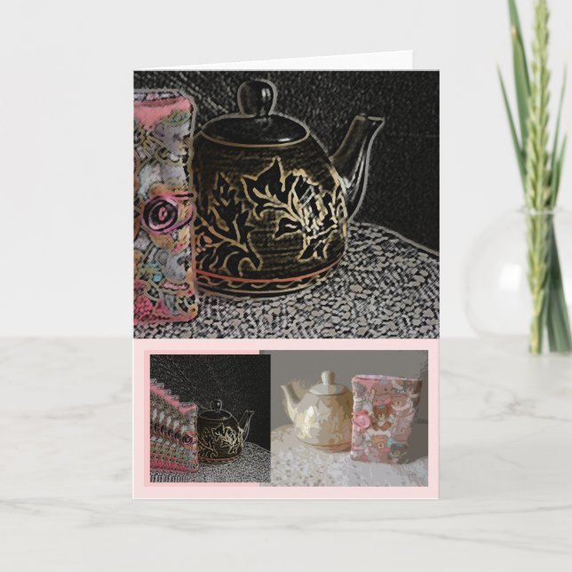 Tarjeta - libros y té de los osos de peluche (Anverso)