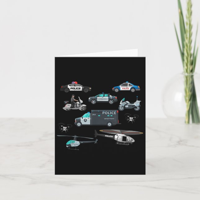 Tarjeta Lice Vehicles Cop Helicopter Toddlers Kids Women M (Anverso)