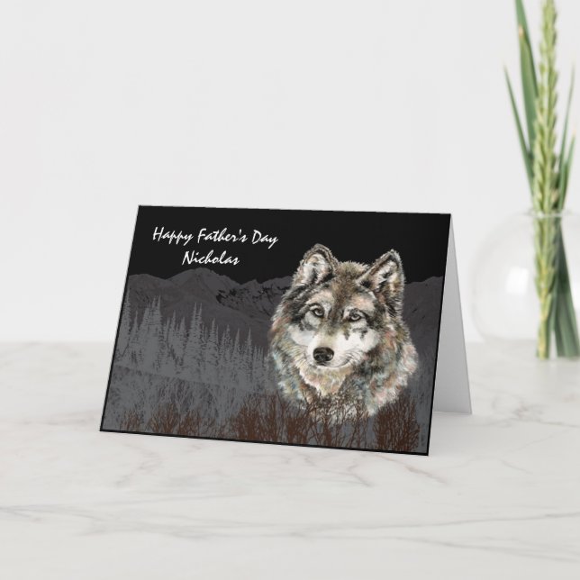 Tarjeta Líder del Pack Padre Nombre personalizado Lobo Ani (Anverso)