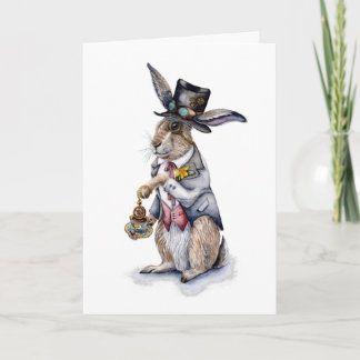 Tarjeta Liebre de marzo steampunk