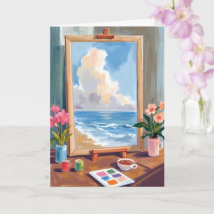 Tarjeta Lienzo de caballete de artista pintura acuarela
