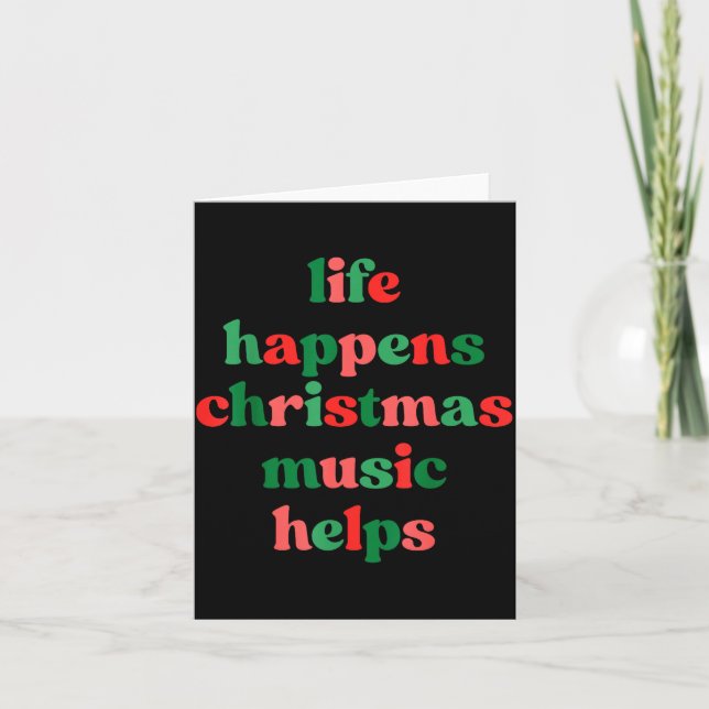 Tarjeta Life Happens Christmas Music Helps Retro Groovy Sa (Anverso)