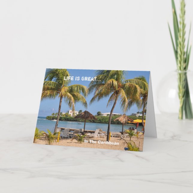 Tarjeta Life Is Great Islands Beach Cumpleaños Caribeño (Anverso)