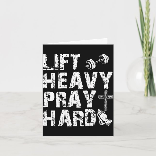 Tarjeta Lift Heavy Pray Hard Gym Workout Christian Gift On (Anverso)