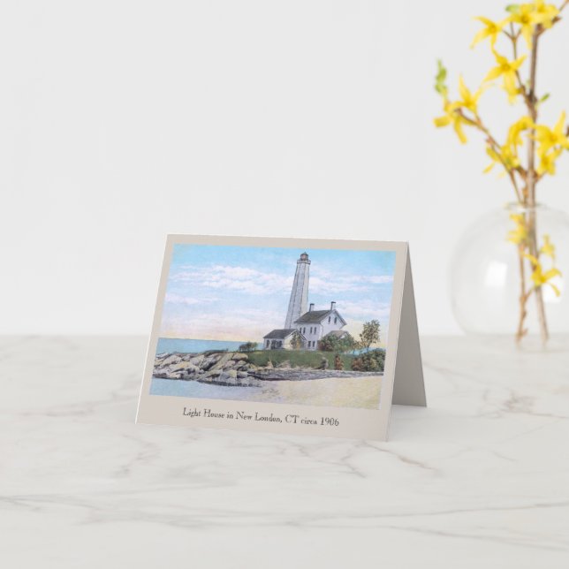 Tarjeta Light House New London CT (flor amarilla)