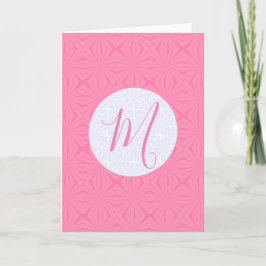Tarjeta Light Pink Squiggly Squares Personalize Initial 
