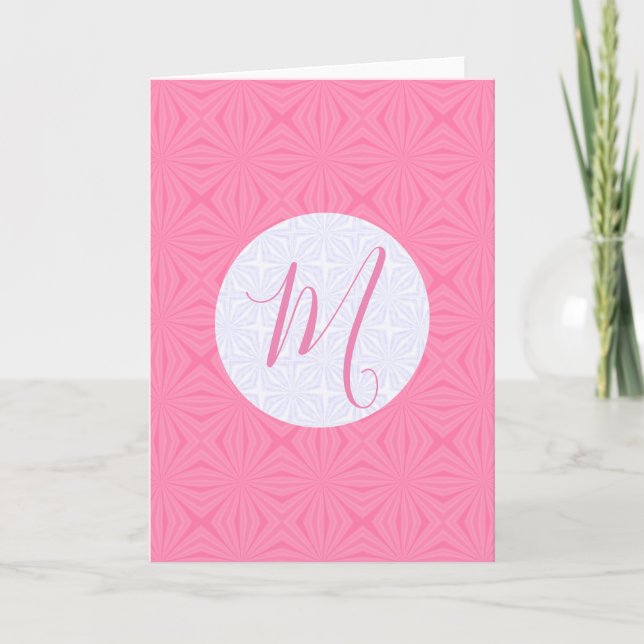 Tarjeta Light Pink Squiggly Squares Personalize Initial  (Anverso)