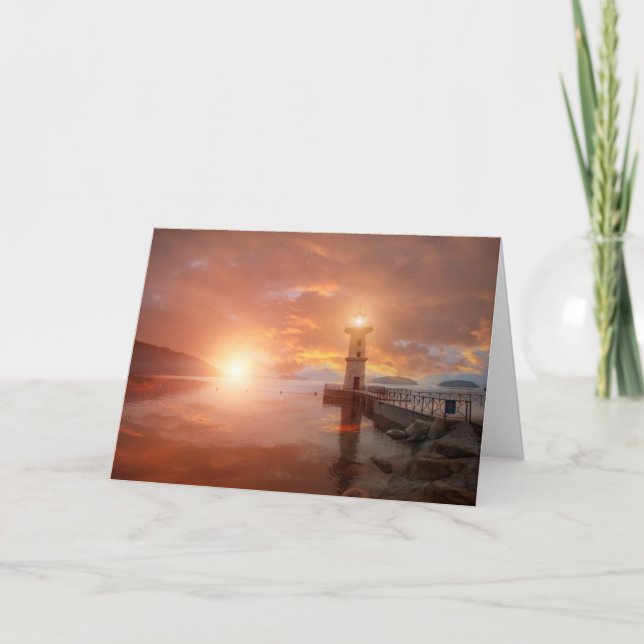 Tarjeta Lighthouse in the Sunset (Anverso)