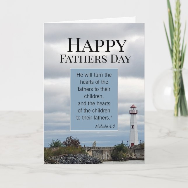 Tarjeta Lighthouse Scripting Christian Fathers Day Card (Anverso)