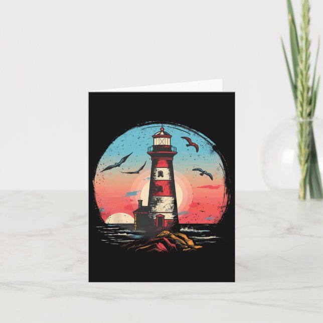 Tarjeta Lighthouse Seaside House Sailing Sea Booting Light (Anverso)