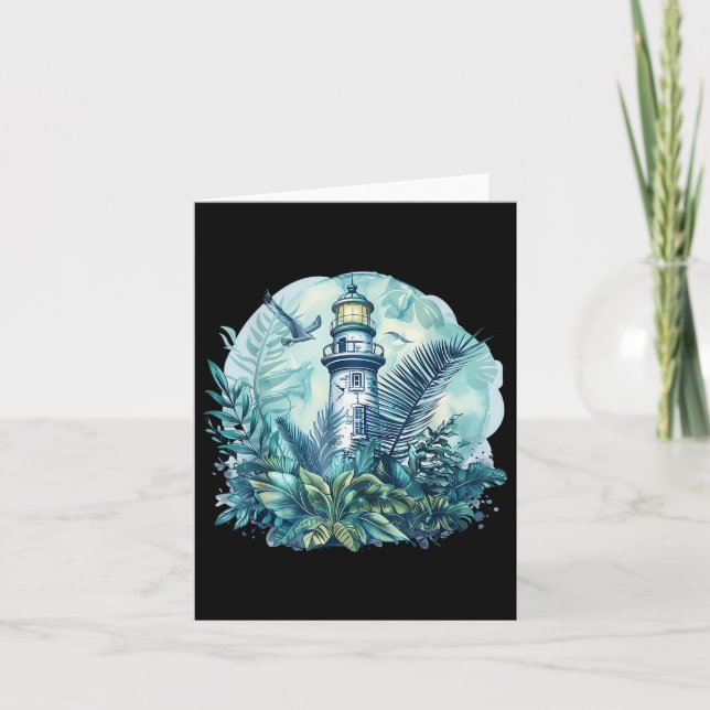 Tarjeta Lighthouse Seaside House Sailing Sea Booting Light (Anverso)