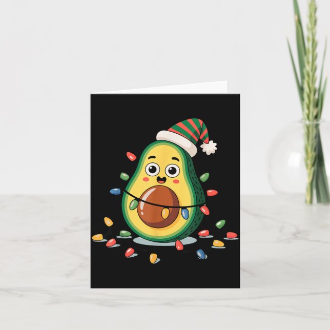Tarjeta Lighting Avocado Ugly Christmas Sweater Guacamole  (Anverso)