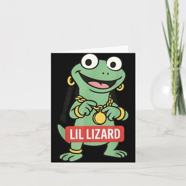 Tarjeta Lil Lizard Funny Lizard Trending Meme (Anverso)