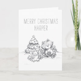 Tarjeta Lil Wolf Christmas Tree Card