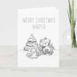 Tarjeta Lil Wolf Christmas Tree Card