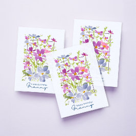Tarjeta Lila ‘Feliz Cumpleaños Abuela’ Floral Acuarela