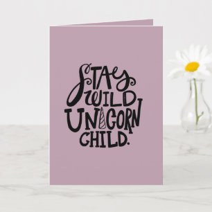 Tarjeta Lila Morado Stay Wild Unicornio