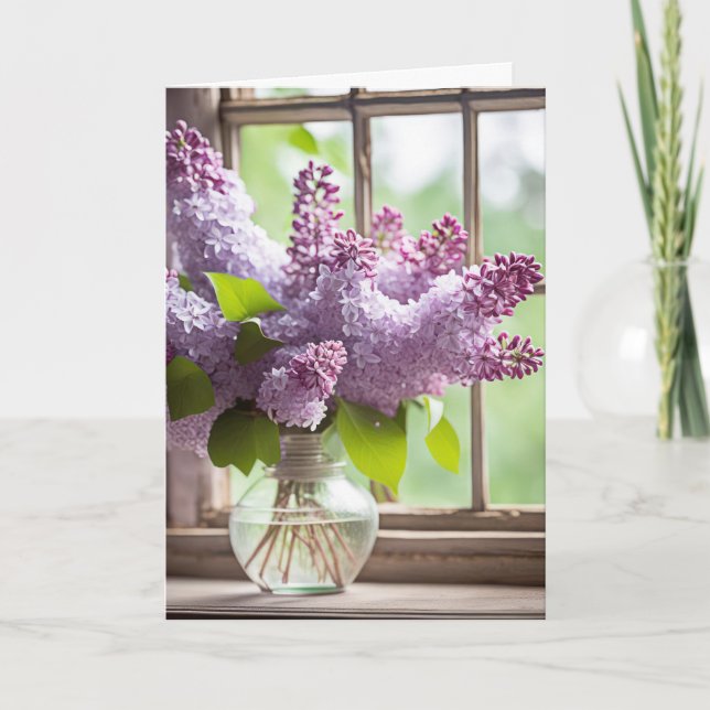 Tarjeta Lilac Bouquet Para El Cumpleaños (Anverso)