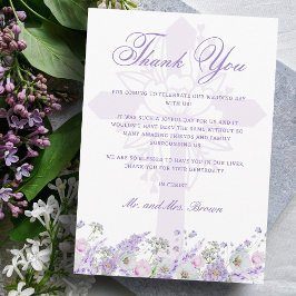 Tarjeta Lilac Flores Agradecimiento Boda Religiosa