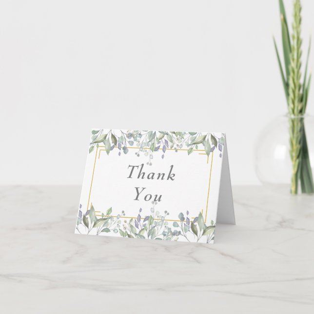 Tarjeta Lilac Greenery Country Floral Boda Gracias (Anverso)