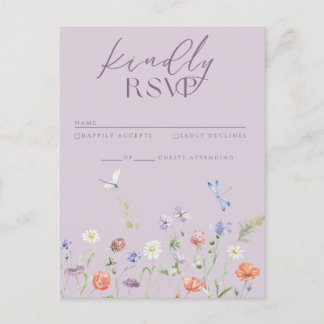 Tarjeta Lilac Lavender Whimsy Wildflower RSVP