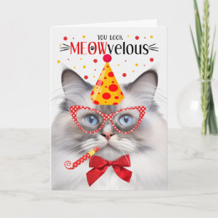 Tarjeta Lilac Point Ragdoll Cat MEOWvelous Birthday