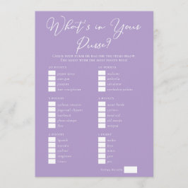 Tarjeta Lilac Purple Purse Items Bridal Shower Game
