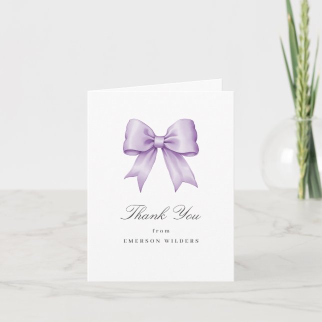 Tarjeta Lilac Purple Vintage Satin Bow (Anverso)