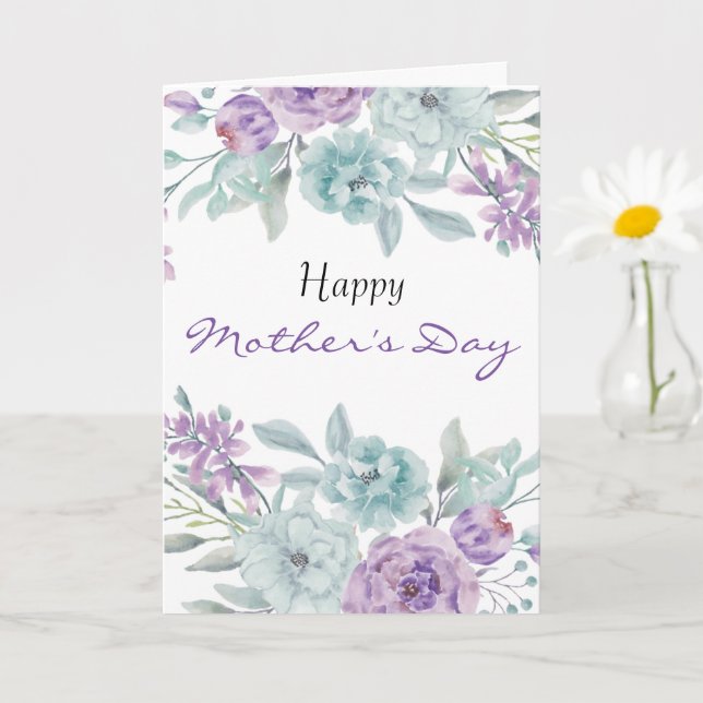 Tarjeta Lilac y Mint Floral| Día personalizado de la madre (Planta pequeña)