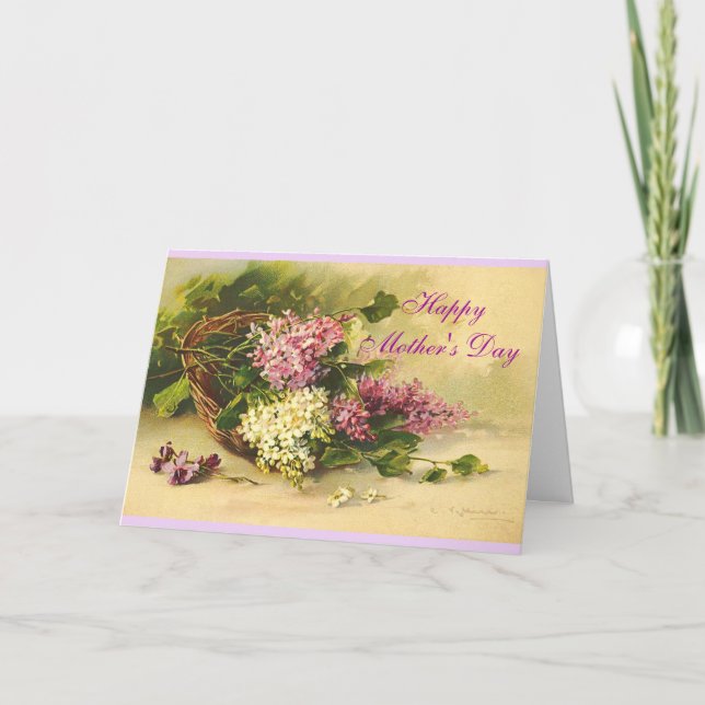 Tarjeta Lilacs de época en el Día de la Madre (Anverso)