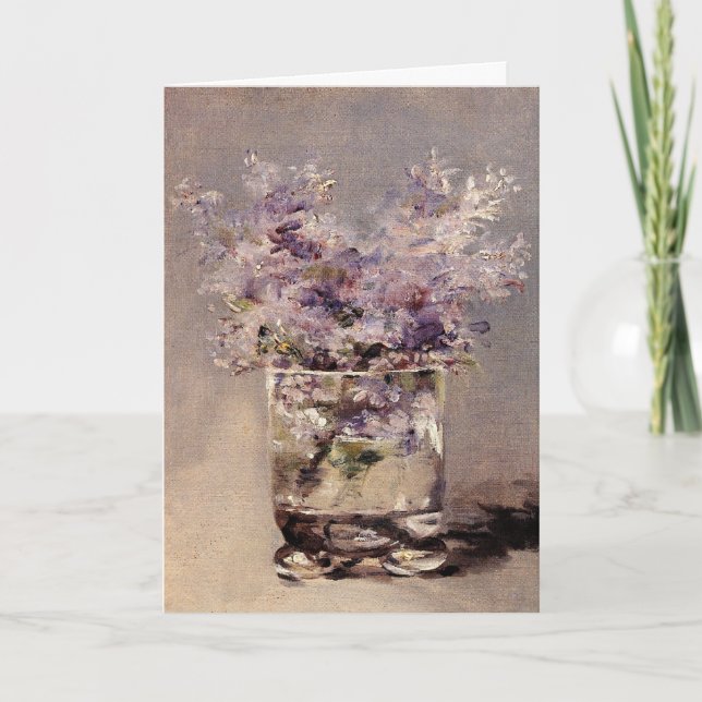 Tarjeta Lilacs de Manet en una simpatía de vidrio (Anverso)
