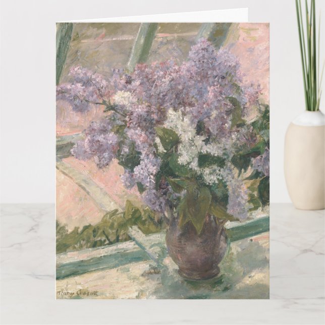 Tarjeta Lilacs en la ventana por Mary Cassatt American Pai (Anverso)