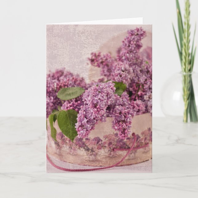Tarjeta Lilacs En Una Caja De Gorras Victoriana (Anverso)