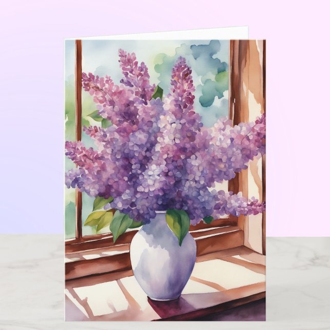 Tarjeta Lilacs por la acuarela personalizada del Día de la (Subido por el creador)