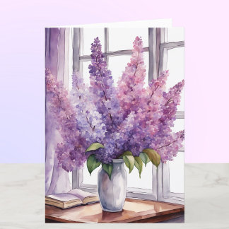 Tarjeta Lilacs por la acuarela personalizada del Día de la