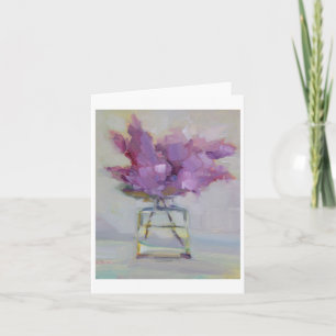 Tarjeta Lilas en el florero de cristal