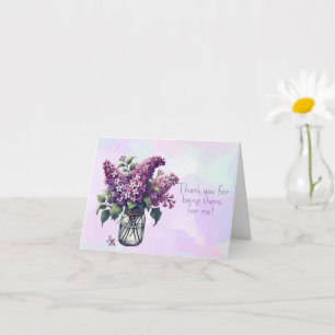 Tarjeta Lilas Púrpuras Gracias por Estar Ahi