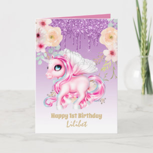 Tarjeta Lilibet 1st Birthday Cards - Princess Unicorns