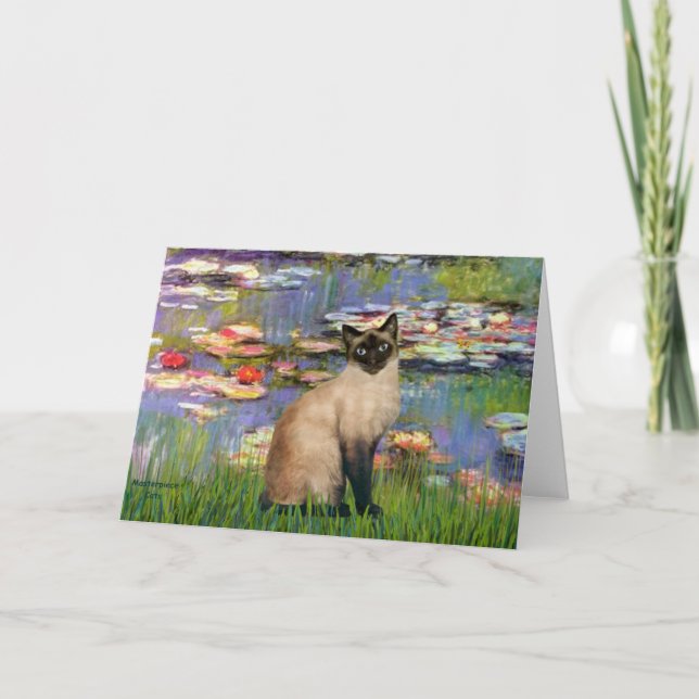 Tarjeta Lilies 2 - gato siamés de punto de foca (Anverso)