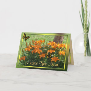 Tarjeta Lilies bajo el Redbud-personalizar en cualquier oc