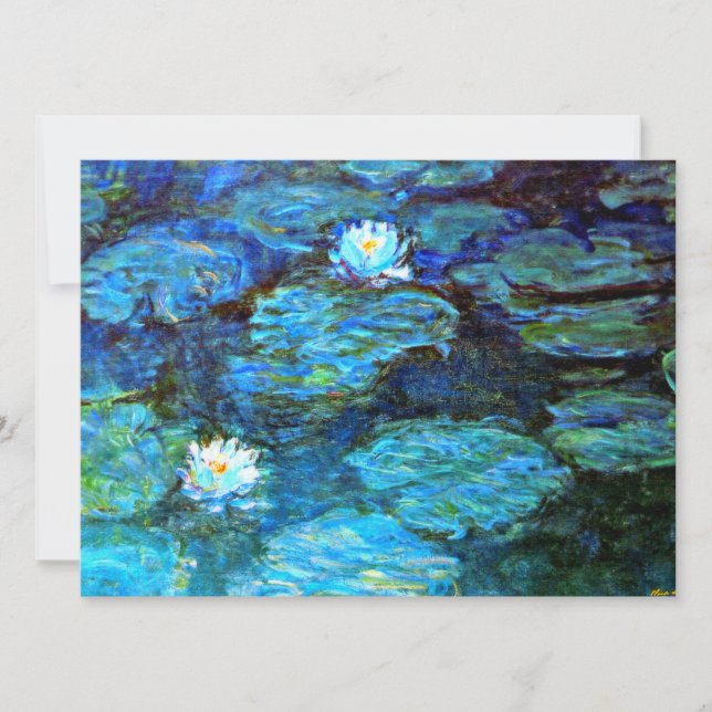 Tarjeta Lilies de agua (azul) de Claude Monet, (Anverso)