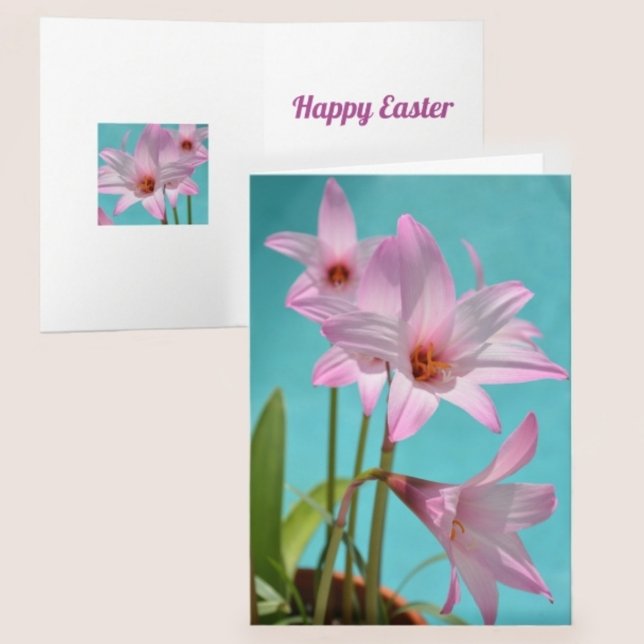 Tarjeta Lilies de Lluvia Rosa Semana Santa Botánica Fotogr (Subido por el creador)