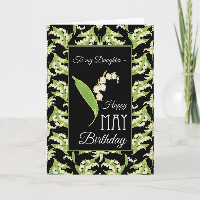 Tarjeta Lilies May Birday Card, Black: for Daughter (Anverso)